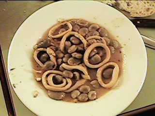 Faves verdes amb calamars